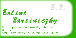 balint martiniczky business card